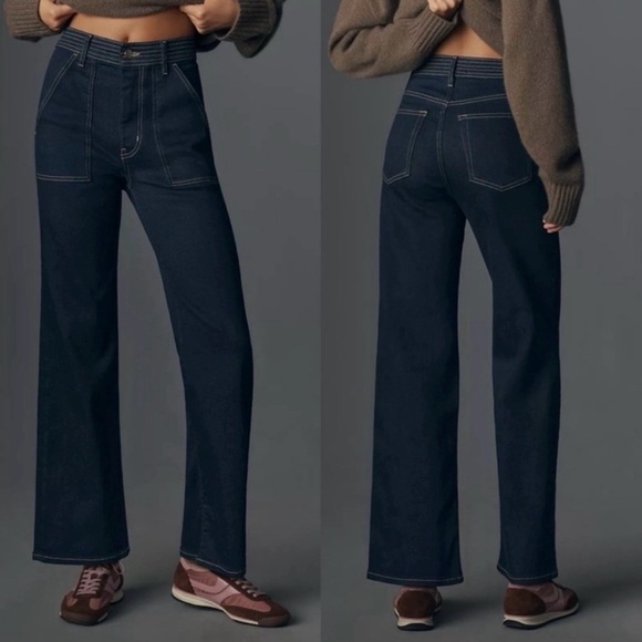 Frame Denim Denim - Frame Trapunto High Rise Straight Leg
Ankle Jeans Size 28 Stargirl Anthropologie